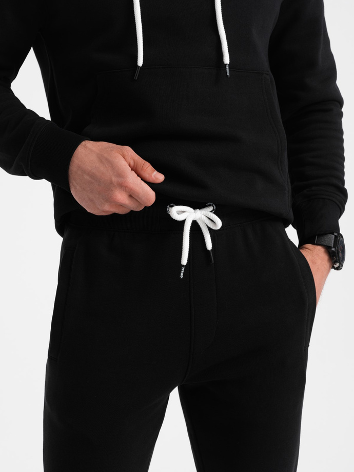 Men's tracksuit set kangaroo sweatshirt + pants - black V5 Z80