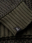 Men's contrast weave sweater with round neckline - dark olive V2 OM-SWSW-0122