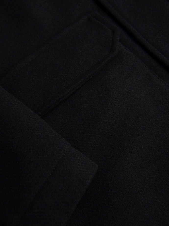 Men's parka coat with wool and hood - black V1 OM-COWC-0132