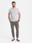 Men's patterned cotton short-sleeved T-shirt - white V1 OM-TSFP-0223
