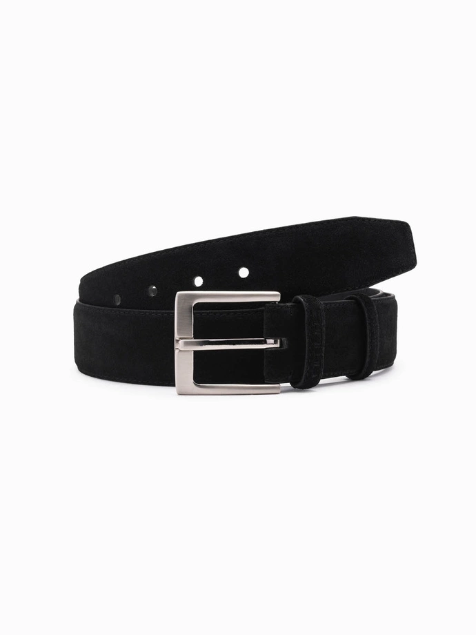 One-color men's natural suede belt - black V1 OU-ACBE-0112 