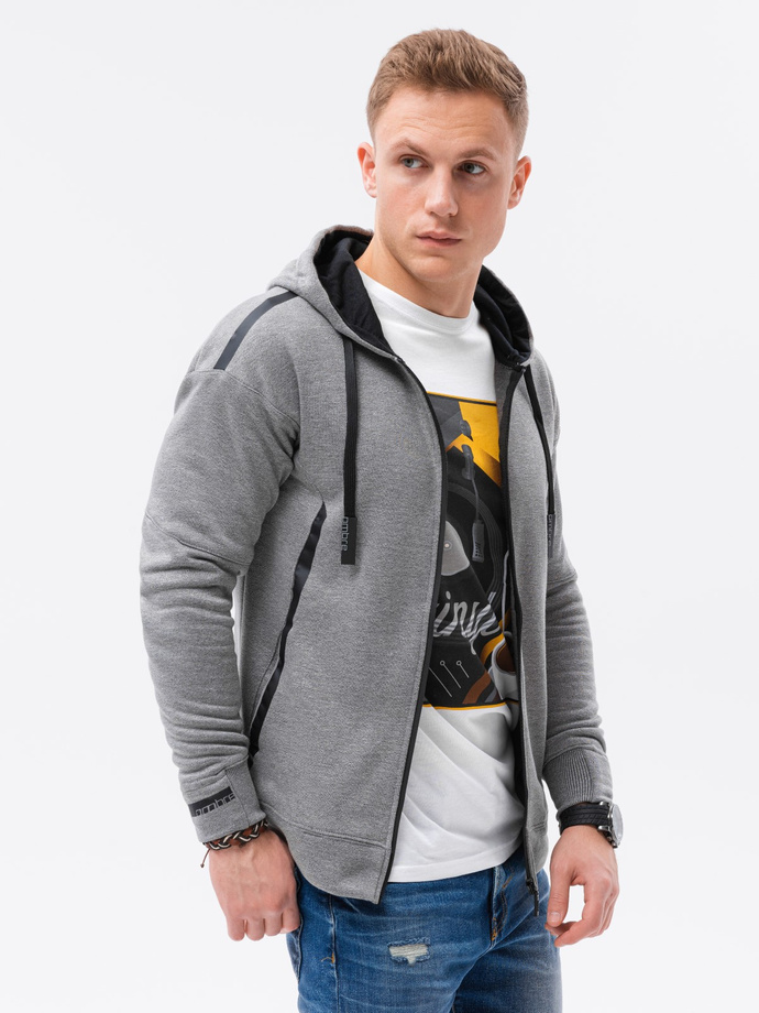 Men's zip-up sweatshirt - grey melange B1076