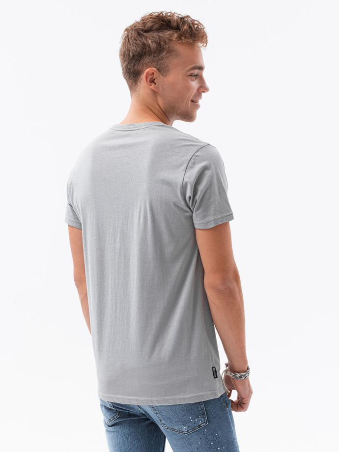 Tricou cu imprimeu pentru barbati V-24A- gri S1434