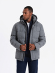 Men's lightweight jacket with mesh lining and hood - grey V1 OM-JAHP-0203