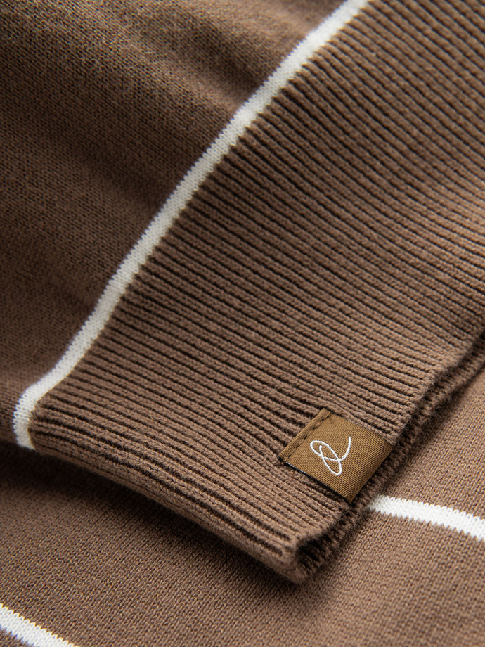 Pulover casual cu dungi orizontale pentru bărbați - maro V3 OM-SWSW-0143
