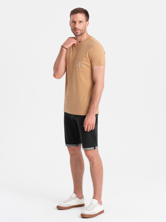 Pánske džínsové šortky s ohrnutými nohavicami - čierne V4 OM-SRDS-0134