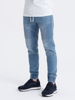 Men's denim jogger pants with stitching - blue V2 OM-PADJ-0113