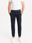 Men's chino pants with decorative waistband - navy blue V2 OM-PACP-0118