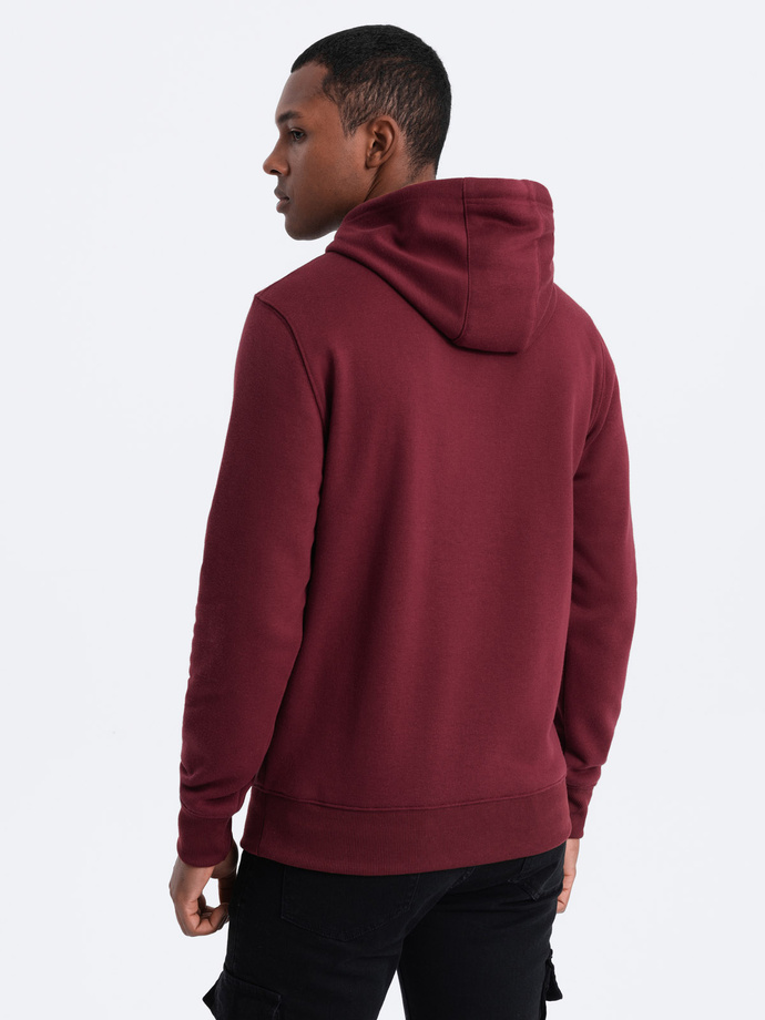 Men's non-stretch hoodie - maroon V7 OM-SSBN-0120