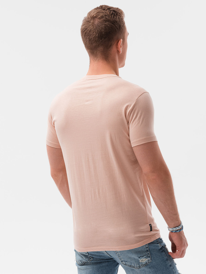 Tricou cu imprimeu pentru barbati V-14B- roz S1434