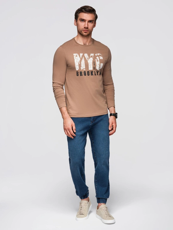 Pantaloni JOGGERS bărbătești din denim cu evazare clasică - albastru V2 OM-PADJ-0265