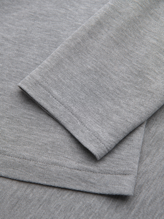 Mâneci lungi pentru bărbați cu guler polo - gri melange V4 OM-POBL-0114