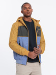 Lightweight colorful men's sports jacket with fleece - blue-mustard V8 OM-JANP-0194