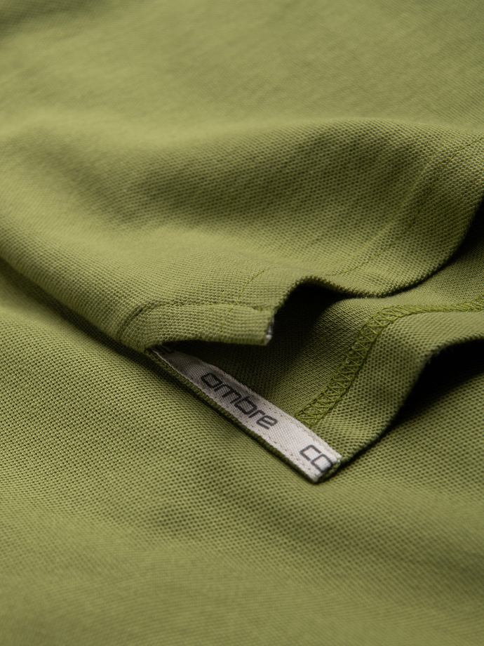 Tricou polo BASIC pentru bărbați în tricou piqué - verde oliv V21 OM-POBS-0100