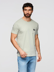 Casual men's t-shirt with pocket patch - light grey V2 OM-TSCT-0109