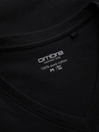 Tricou clasic din bumbac pentru bărbați BASIC cu guler în V - negru V1 OM-TSBS-0145
