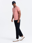 BASIC men's classic cotton tee-shirt with a v-neck - pink V7 OM-TSBS-0145