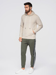 Men's kangaroo hooded sweatshirt - light beige V1 OM-SSBN-0177