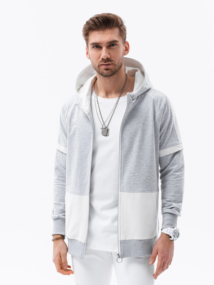 Men's zip-up sweatshirt - grey-white B1487