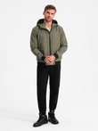 Men's lightweight jacket with hood and mesh lining - olive V2 OM-JANP-0149
