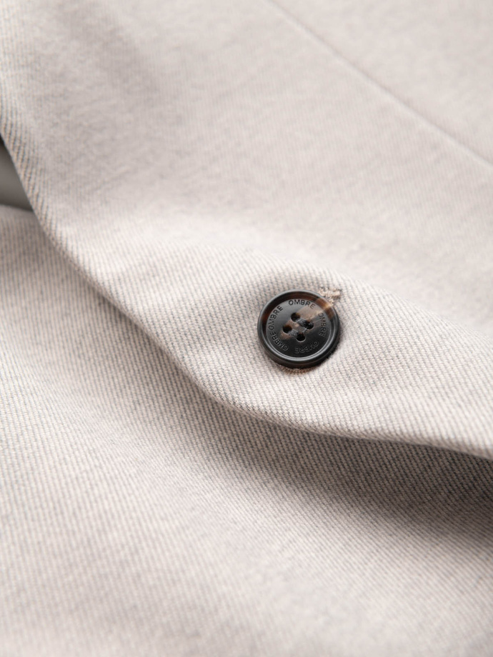 Pánská melanžová bunda se stojáčkem - béžová melanž V3 OM-BLZB-0131