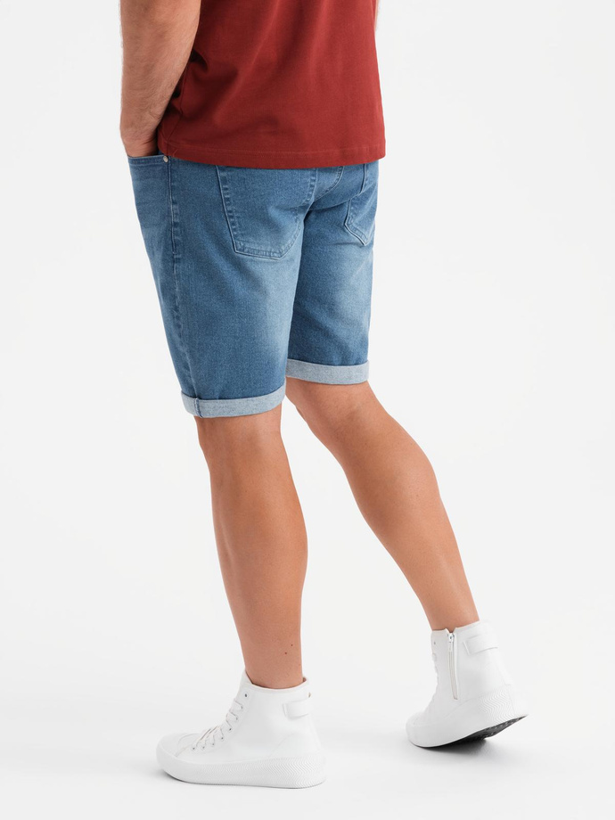 Men's denim shorts with rolled up leg - blue V2 OM-SRDS-0164