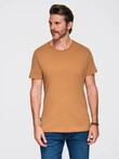 BASIC men's classic cotton T-shirt - brown V21 OM-TSBS-0236