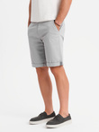 Men's classic chino shorts with rolled up leg - grey V12 OM-SRCS-0197
