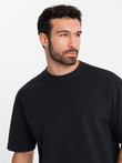 Men's cotton LOOSE FIT t-shirt with round neckline - black V1 OM-TSBC-0234