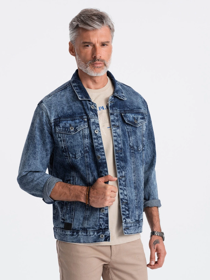 Jachetă katana din denim pentru bărbați - denim V4 OM-JADJ-0123