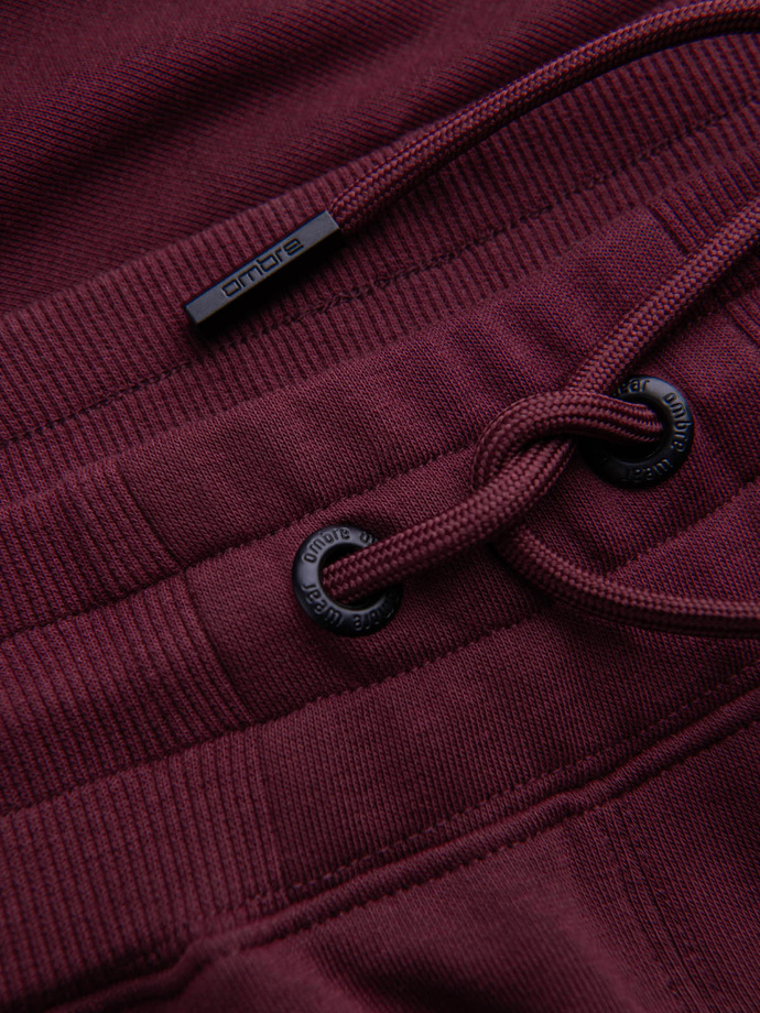 Men's pre-knee BASIC sweat shorts - maroon V3 OM-SRBS-0149