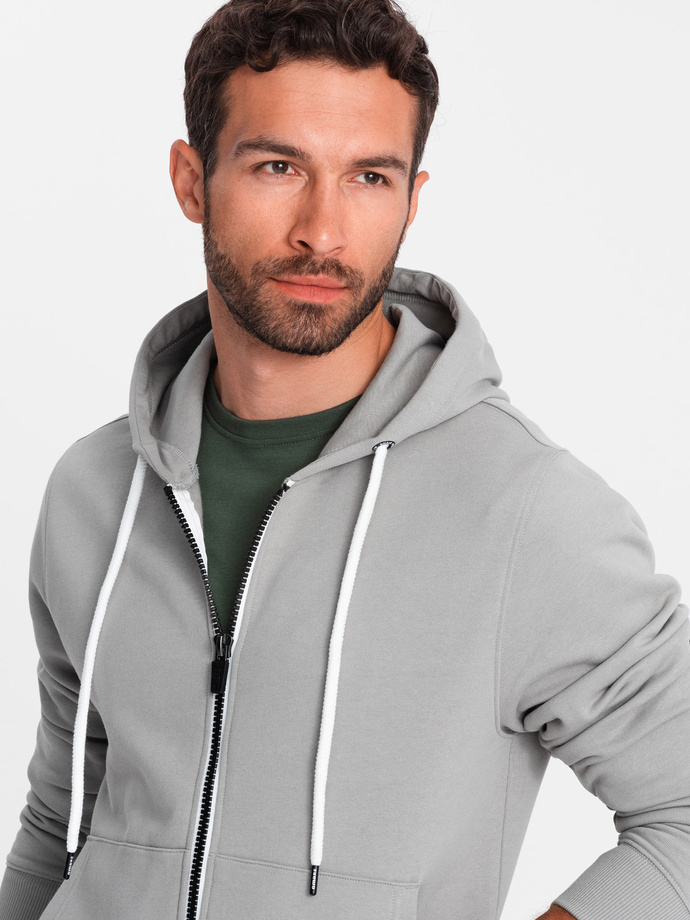Men's sweatshirt set unbuttoned sweatshirt + shorts - gray V8 Z76
