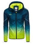 Men's sports jacket with reflectors - turquoise and lime green V1 OM-JANP-0105