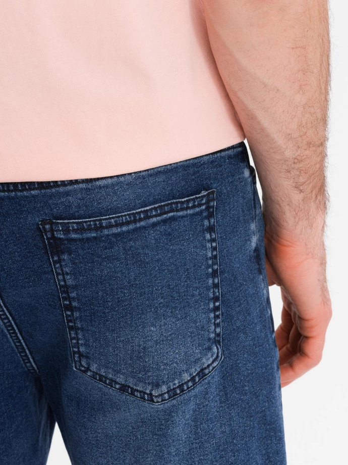 Pánské šortky s elastickým pasem a pracím efektem - modré V2 OM-SRDS-0192