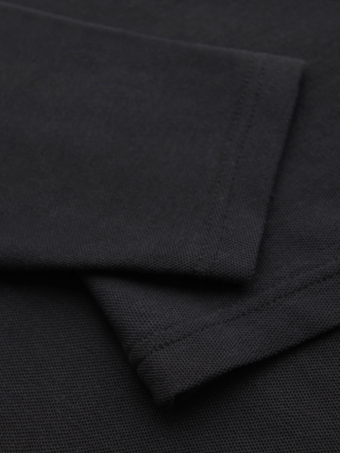 Pánské polo tričko BASIC s límečkem a dlouhým rukávem - černé V2 OM-POBL-0114