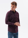 Men's elegant shirt with long sleeves - dark red K463