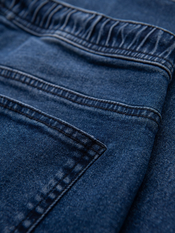 Pánské šortky s elastickým pasem a pracím efektem - modré V2 OM-SRDS-0192