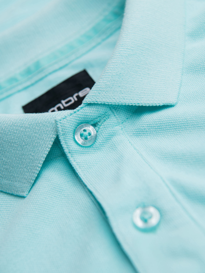 Tricou polo BASIC BASIC pentru bărbați, o singură culoare, din tricot piqué - verde neon V25 OM-POBS-0100