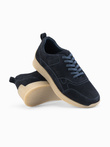 Men's lightweight suede sports style sneakers - navy blue V2 OM-FOSL-0205