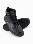 Adidași bărbătești high-top cu elemente strălucitoare - negru V1 OM-FOSH-0178