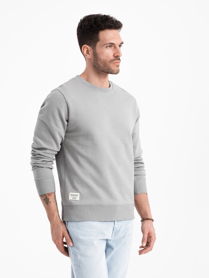 BASIC men's sweatshirt with round neckline - grey V8 OM-SSBN-0175