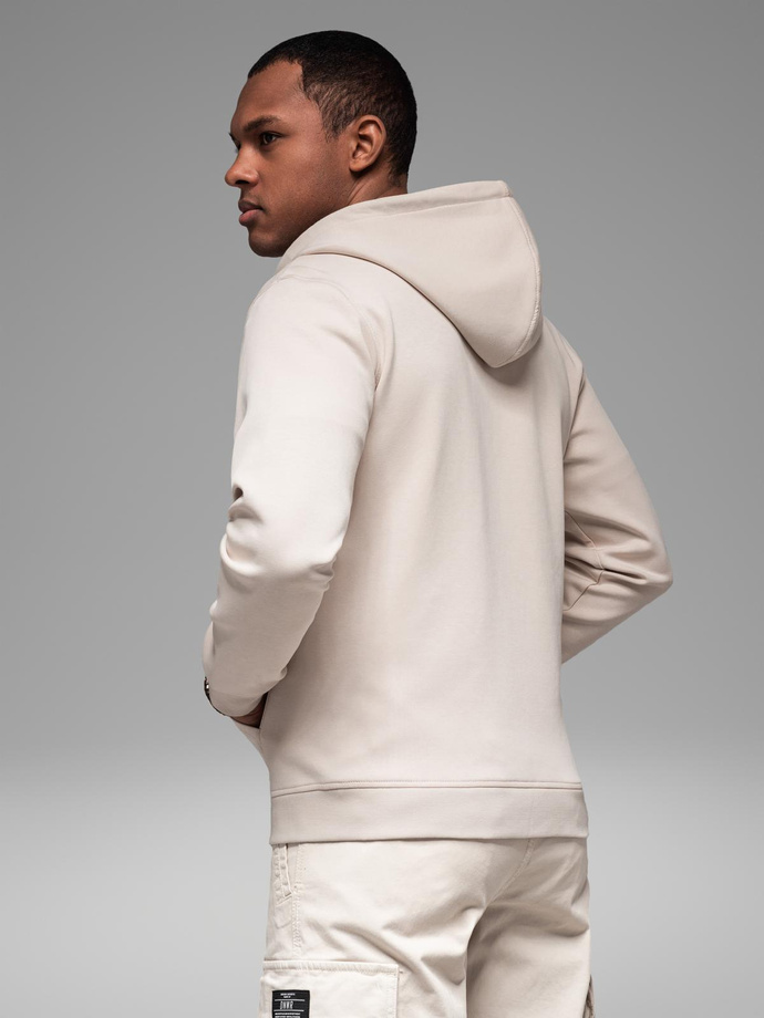 Mikina s kapucňou v streetwearovom štýle - sand V6 OM-SSZP-0213