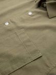 Men's short sleeve cotton and linen shirt with pocket - olive V6 OM-SHSS-0167