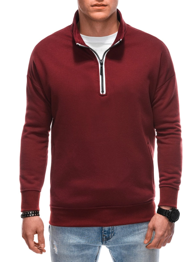 Men's stand-up collar sweatshirt  - dark red B1353