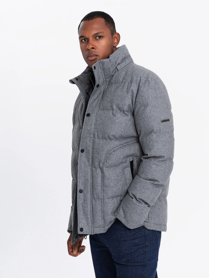 Men's lightweight jacket with mesh lining and hood - grey V1 OM-JAHP-0203