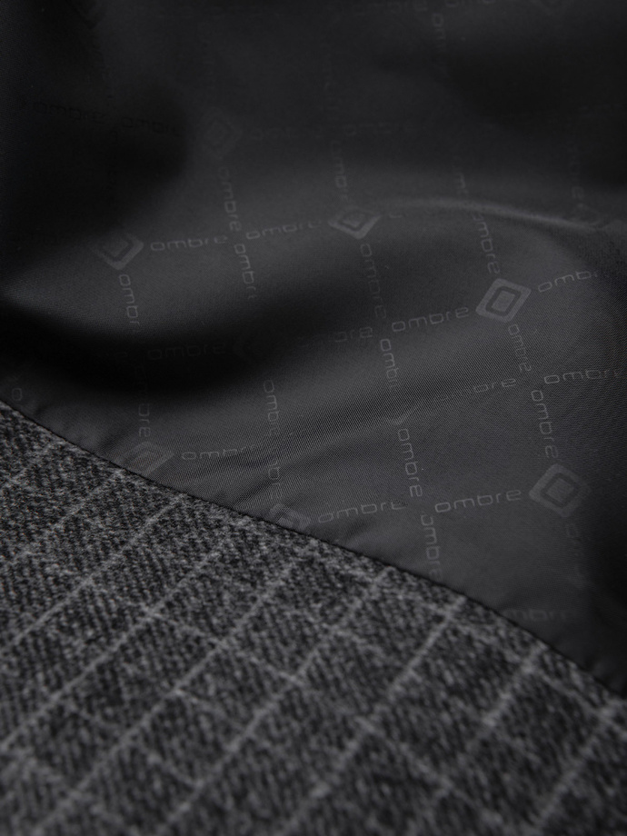 Men's checkered blazer with wool - graphite V2 OM-BLZB-0117