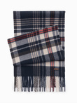 Men's Scottish check fringed scarf - navy blue and cream V3 OM-ACSF-0113