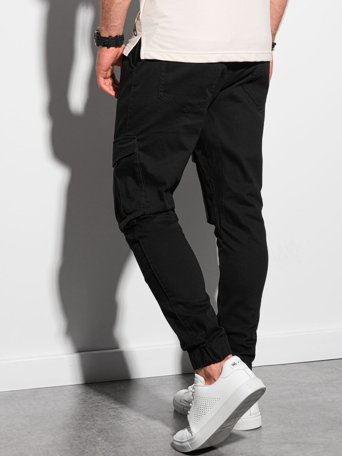 Men's JOGGERY pants with cargo pockets - black V1 P886