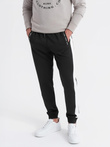 Men's sweatpants joggers with contrasting stripes - black V1 OM-PASK-0229
