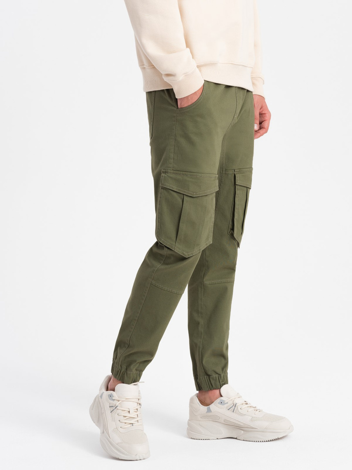 Men's JOGGERS pants with cargo pockets - olive V18 P886